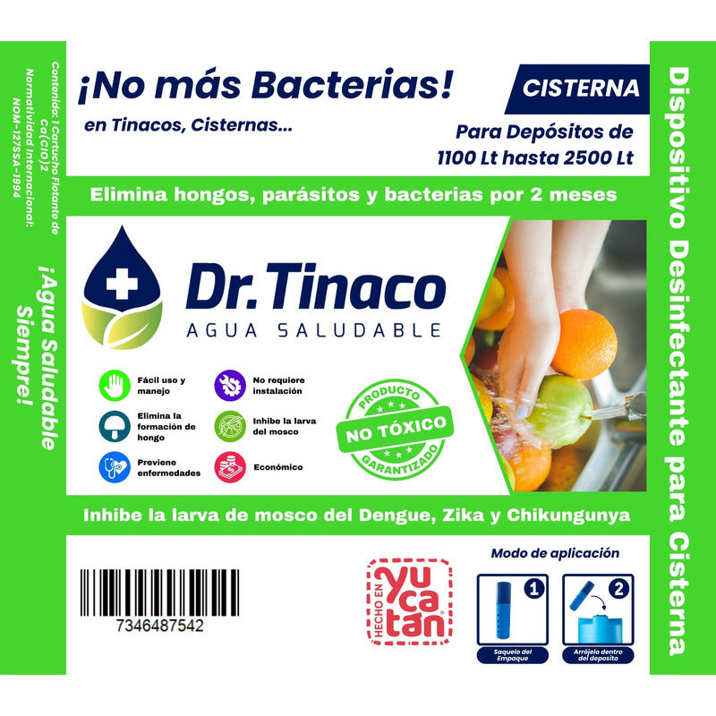 Desinfectante Para Agua Dr. Tinaco (1,100 A 2,200 Litros)